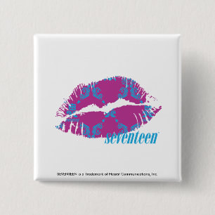 Badge Carré 5 Cm Damassé Aqua-Pourpre