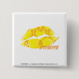Badge Carré 5 Cm Damassé jaune-orange