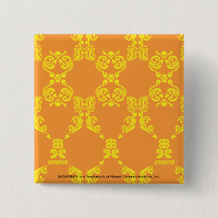 Badge Carré 5 Cm Damassé jaune-orange