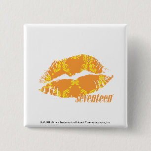 Badge Carré 5 Cm Damassé jaune-orange