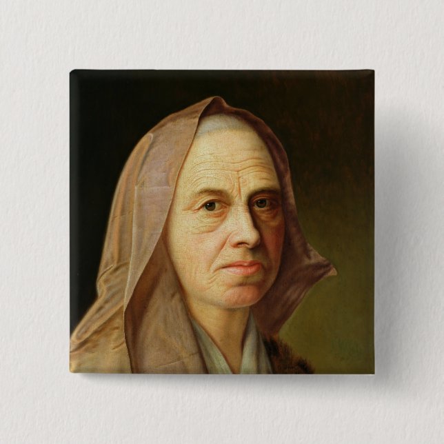 Badge Carré 5 Cm Dame âgée (Devant)