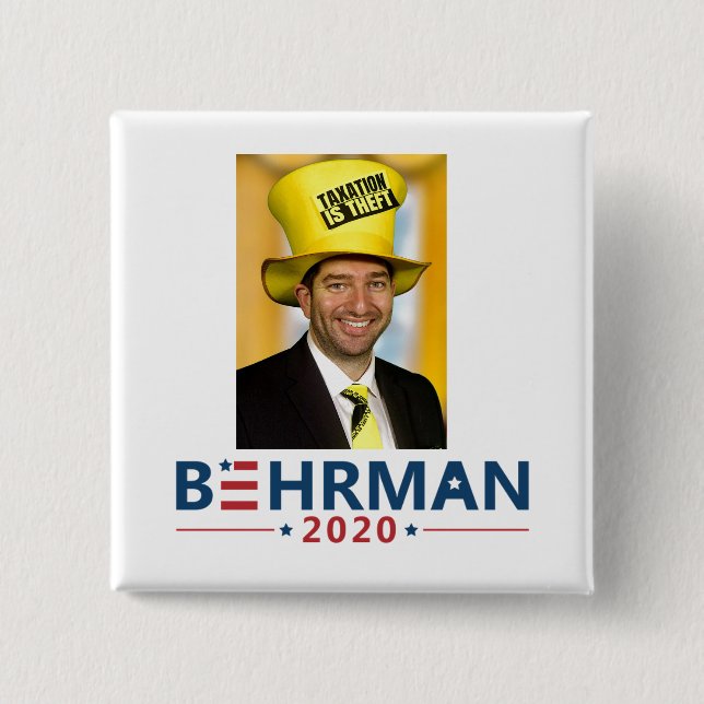 Badge Carré 5 Cm Dan Behrman pour le président 2020 (Devant)