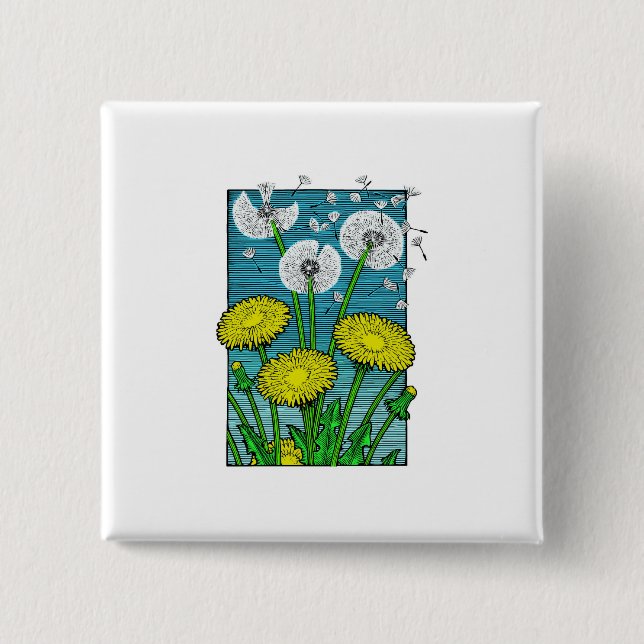 Badge Carré 5 Cm Dandelions (Devant)