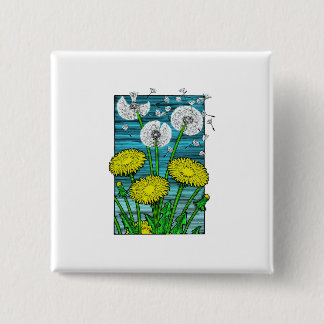 Badge Carré 5 Cm Dandelions