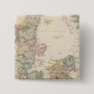 Badge Carré 5 Cm Danemark avec carte d'entrée de l'Islande