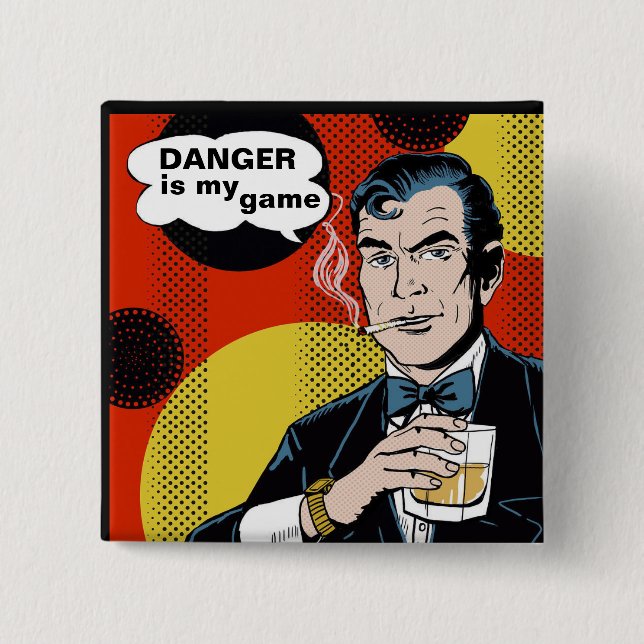 Badge Carré 5 Cm Danger est mon jeu (Devant)
