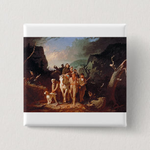 Badge Carré 5 Cm Daniel Boone escortant des colons