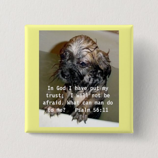 Badge Carré 5 Cm Dans Dieu j'ai mis ma confiance (Devant)