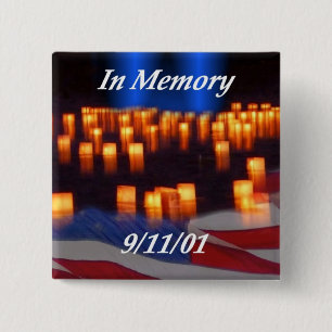 Badge Carré 5 Cm Dans la mémoire de 9/11 !