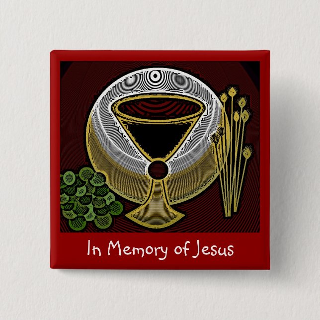 Badge Carré 5 Cm Dans la mémoire de Jésus (Devant)