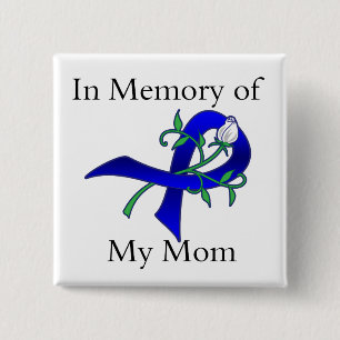 Badge Carré 5 Cm Dans la mémoire de ma maman - cancer du colon