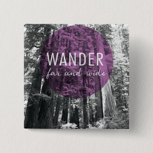 Badge Carré 5 Cm Dans les bois | errent très loin citation (Devant)