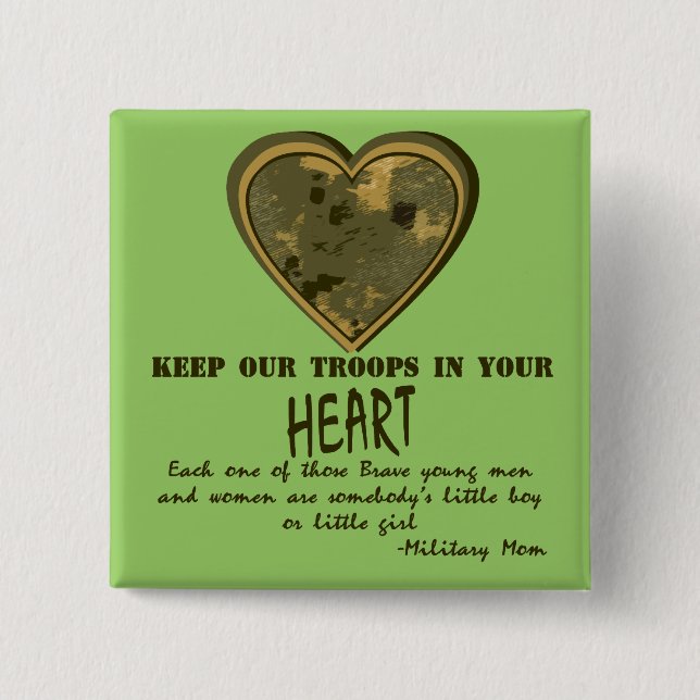 Badge Carré 5 Cm Dans nos coeurs (Devant)