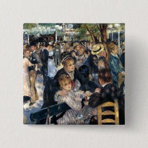 Badge Carré 5 Cm Danse au Moulin de la Galette par Renoir
