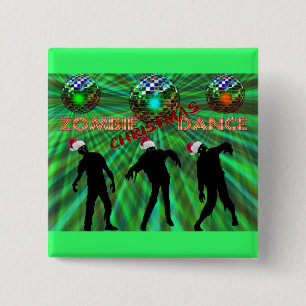 Badge Carré 5 Cm Danse de disco de Noël de zombi