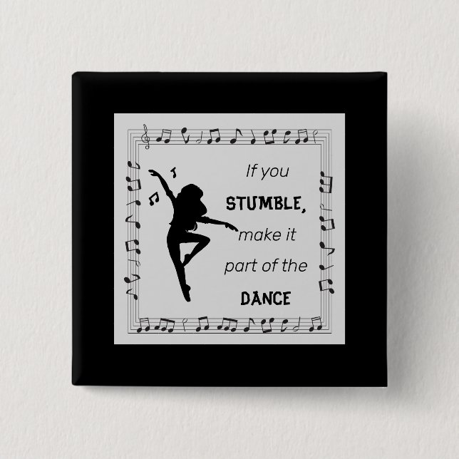 Badge Carré 5 Cm Danse inspiration citation notes musicales noir (Devant)