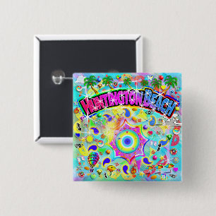 Badge Carré 5 Cm Danse mystique de Huntington Beach