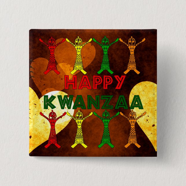 Badge Carré 5 Cm Danseurs de Kwanzaa (Devant)