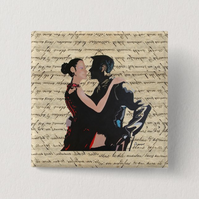 Badge Carré 5 Cm Danseurs de tango (Devant)