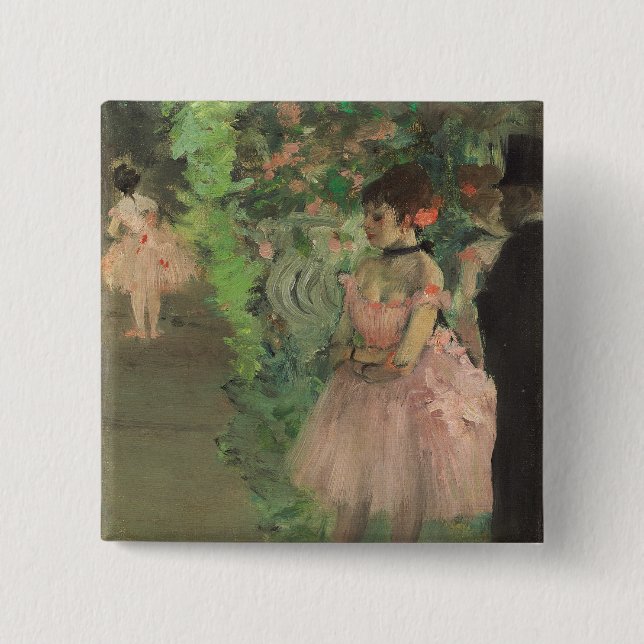 Badge Carré 5 Cm Danseurs d'Edgar Degas | à l'arrière plan, (Devant)