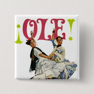 Badge Carré 5 Cm Danseuses flamenco espagnoles rétro vintage Olé !