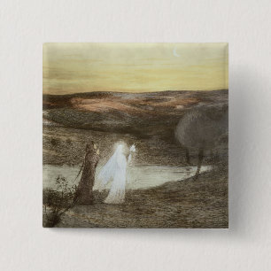 Badge Carré 5 Cm Dante et Béatrice, de "L'Estampe Moderne", publ