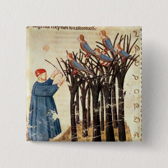 Badge Carré 5 Cm Dante et les âmes transformées en oiseaux (Devant)