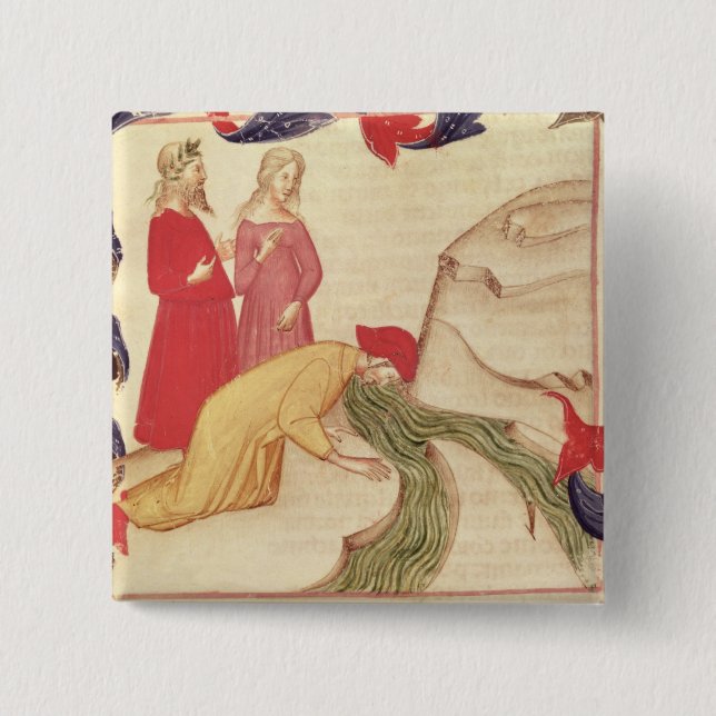 Badge Carré 5 Cm Dante s'épurant avant d'entrer (Devant)