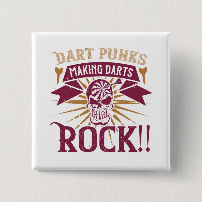 Badge Carré 5 Cm Darts - Dart Punks Fabriquant Darts Rock! (Devant)