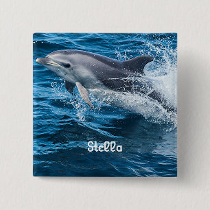 Badge Carré 5 Cm Dauphin éclaboussant le bouton personnalisé