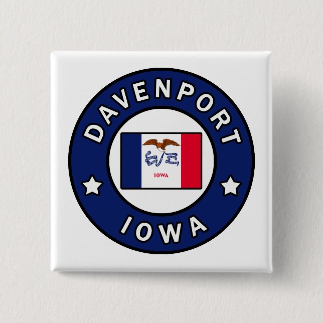 Badge Carré 5 Cm Davenport Iowa (Devant)