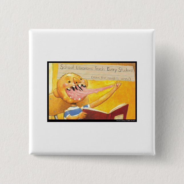 Badge Carré 5 Cm David Shannon - les bibliothèques d'école (Devant)