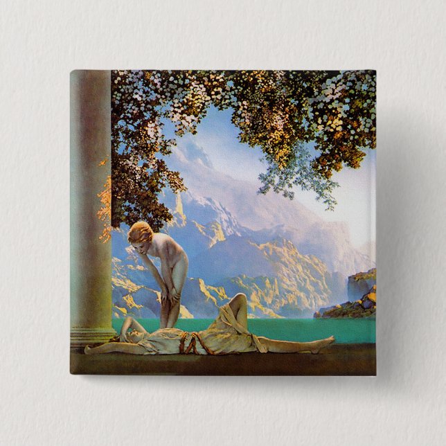 Badge Carré 5 Cm Daybreak - par Maxfield Parrish (Devant)