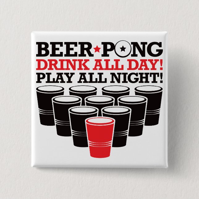 Badge Carré 5 Cm De bière de puanteur de boissons toute la journée (Devant)