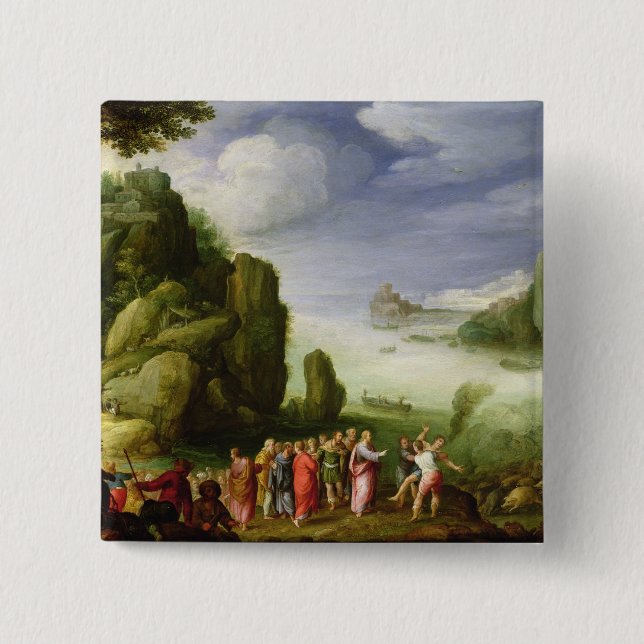 Badge Carré 5 Cm De guérison du Christ possédé de Gerasa, 1608 (Devant)