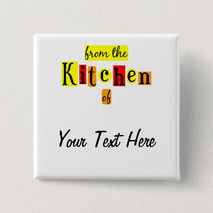 Badge Carré 5 Cm De la cuisine de Retro Custom Pinback
