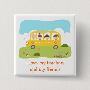 Badge Carré 5 Cm De nouveau au Pin d'école