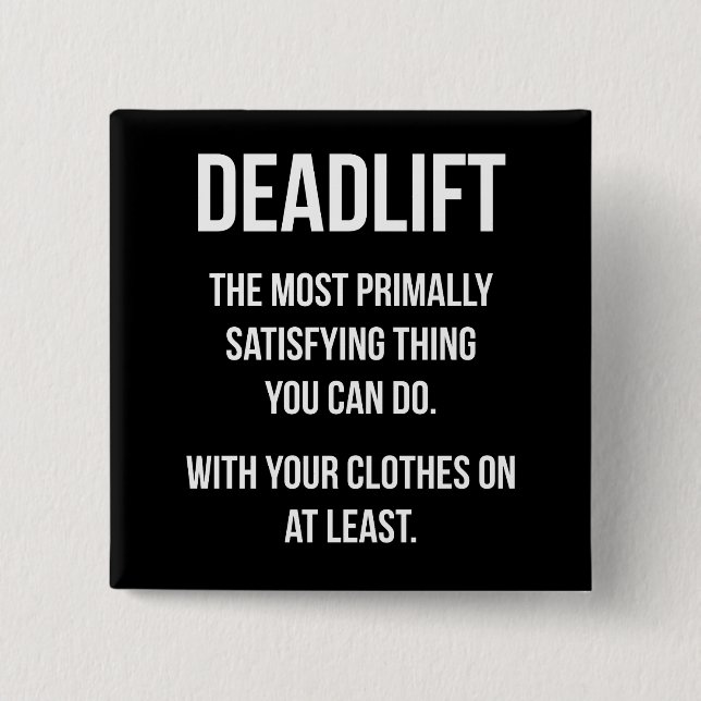 Badge Carré 5 Cm Deadlift - Funny Gym - Novelty Workout (Devant)