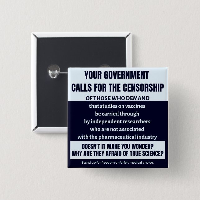 Badge Carré 5 Cm Débat sur le vaccin (Devant & derrière)