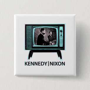 Badge Carré 5 Cm Débat télévisé Kennedy Nixon 1960