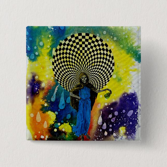 Badge Carré 5 Cm Décès par Michael Moffa (Devant)