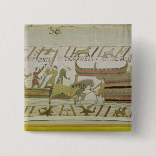 Badge Carré 5 Cm Déchargement des chevaux des bateaux