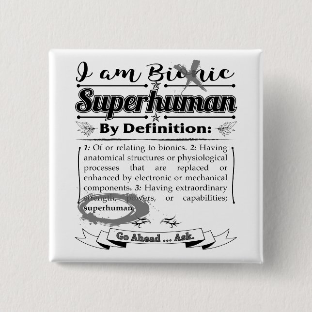 Badge Carré 5 Cm Déclaration bionique (Devant)