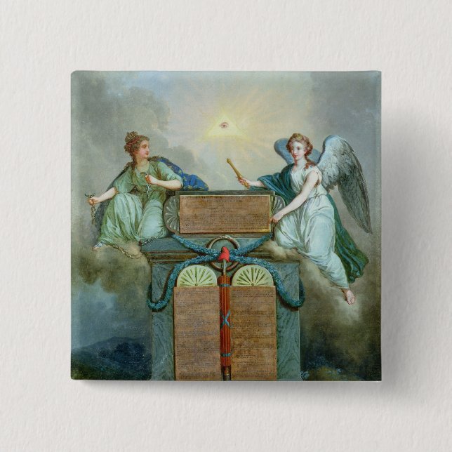 Badge Carré 5 Cm Déclaration des droites de l'homme et du citoyen (Devant)