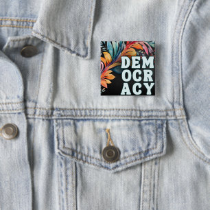 Badge Carré 5 Cm Déclaration Lumineuse Colorée Rétro Groovy Démocra