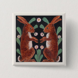 Badge Carré 5 Cm Décor de fleurs de printemps de style antique repr