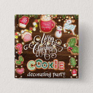 Badge Carré 5 Cm Décoration des cookies de Noël