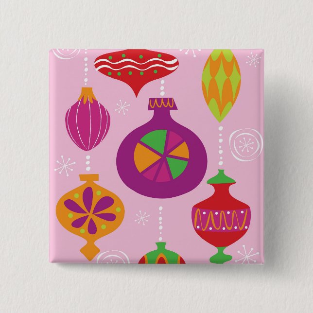 Badge Carré 5 Cm Décoration nombreuse de Noël illustrée dans le (Devant)