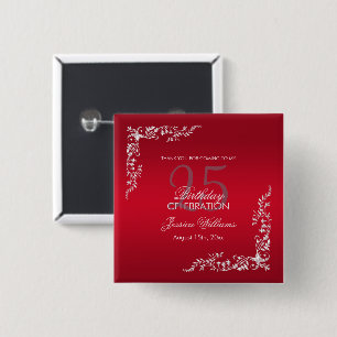 Badge Carré 5 Cm Décoration rouge rubis 25e anniversaire  