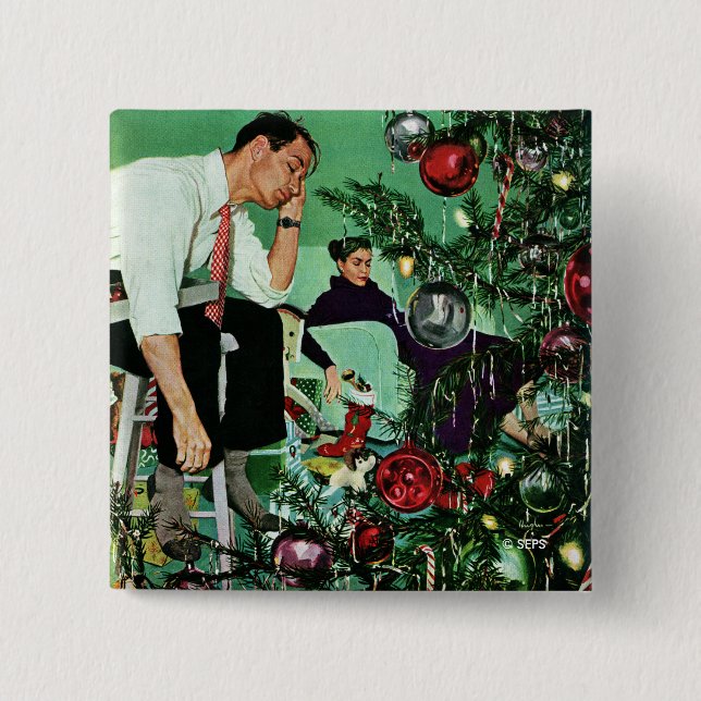 Badge Carré 5 Cm Découpage de l'arbre (Devant)